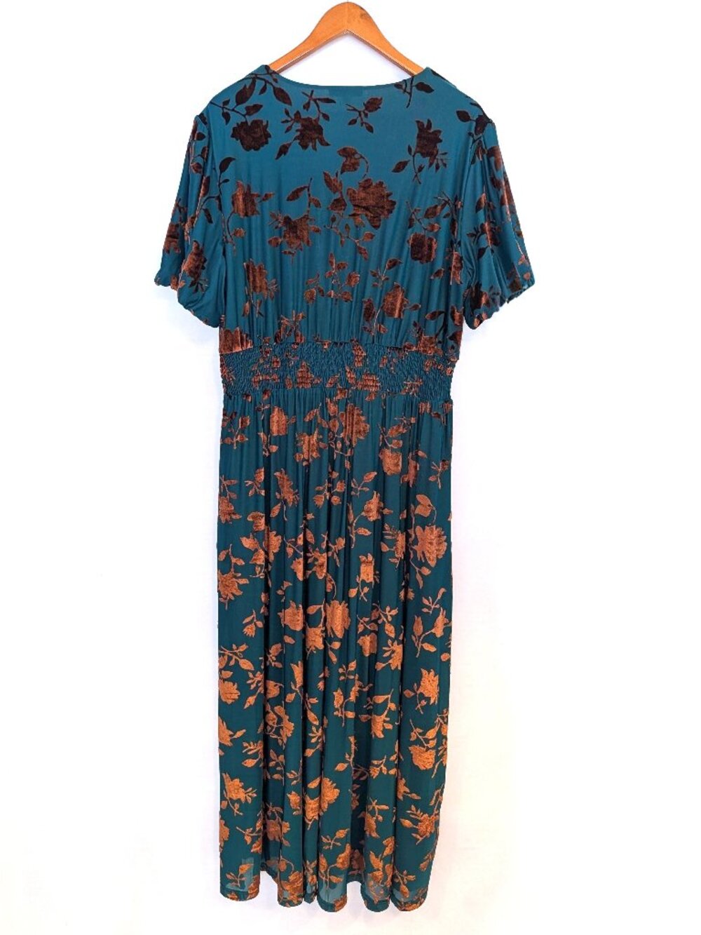 Baltic Born | Leslie Velvet Maxi Dress Floral Bronze & Jade | Size 1XL - Picture 11 of 15